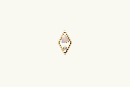 Opal and Diamond Geometric Earrings