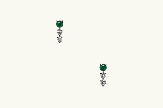 Emerald and Diamond Three-Step Earrings