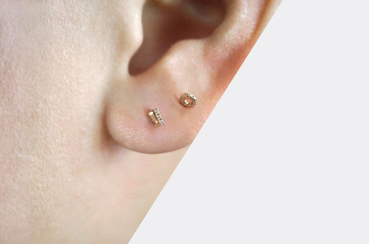Tiny Lollipop Diamond Stud Earrings